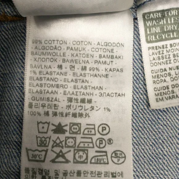 Levi's Distressed Light Fade Wash Button Up Collar Jean Jacket Women's Size M - Picture 7 of 9